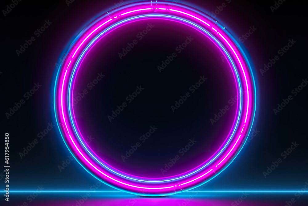 Obraz premium A neon circle with a black background. Generative AI.