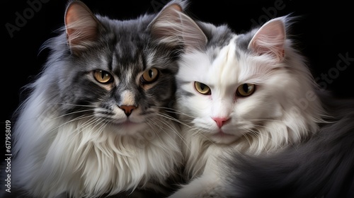 Bonded Norwegian Forest Cat Duo: Love and Companionship