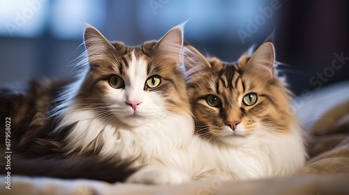 Bonded Norwegian Forest Cat Duo: Love and Companionship © Emojibb.Family