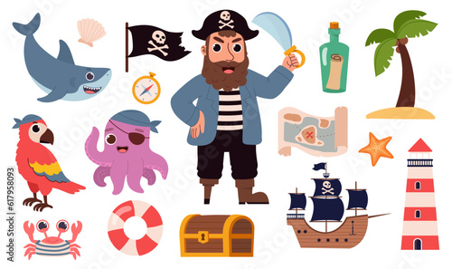 Set of pirate vector elements