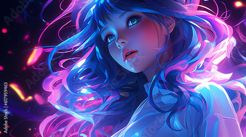 beautiful steam wave wind girl illustration 