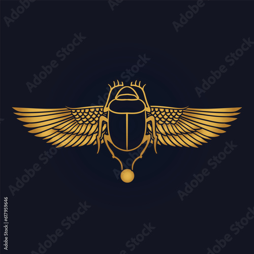 Holy Egyptian Scarab Sun God Ra  with wings  