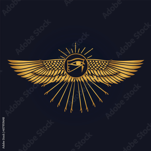 eye of horus Sun God Ra Egyptian wings