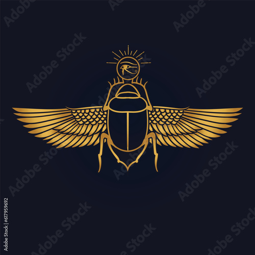 Holy Egyptian Scarab Sun God Ra  with wings  