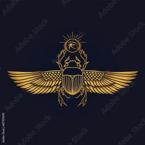 Holy Egyptian Scarab Sun God Ra  with wings  