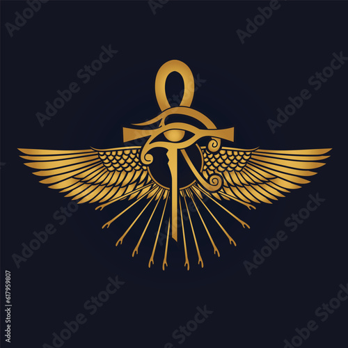 Ankh  Sun God Ra,eye of horus ,  Egyptian wings 