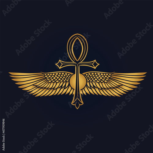 Ankh  eye of horus Sun God Ra Egyptian wings 