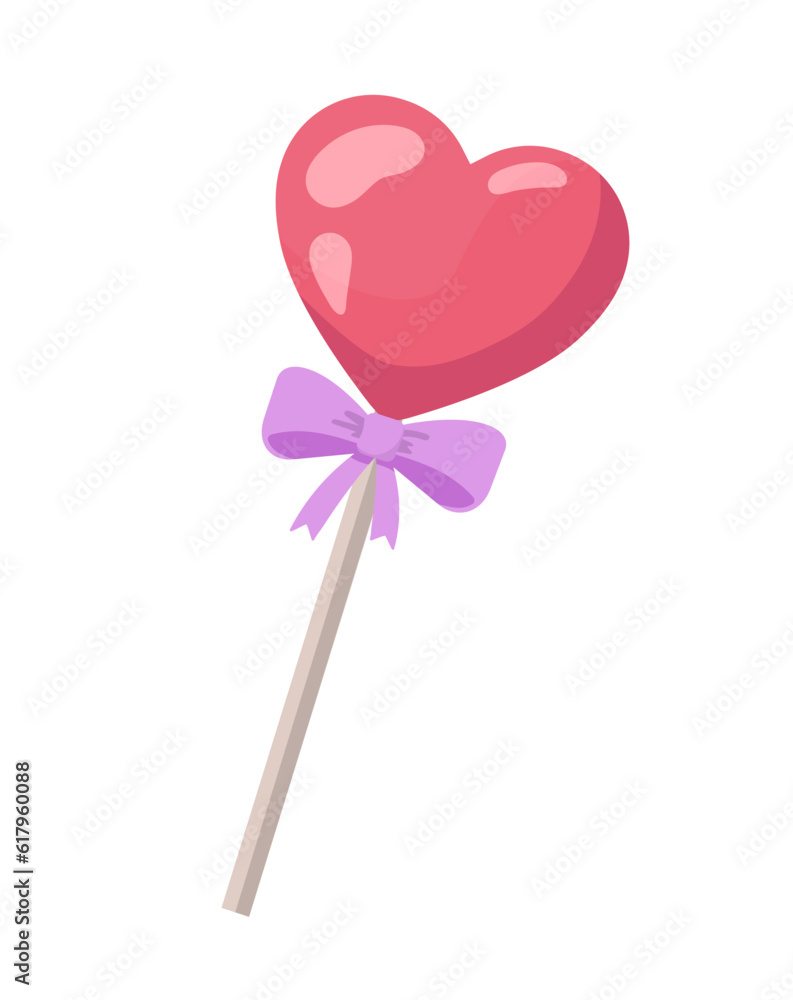Caramel on stick in heart shape concept