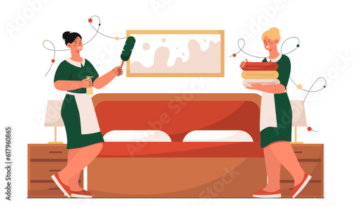 Team of chambermaid in room concept