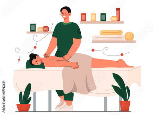 Man giving massage to woman concept
