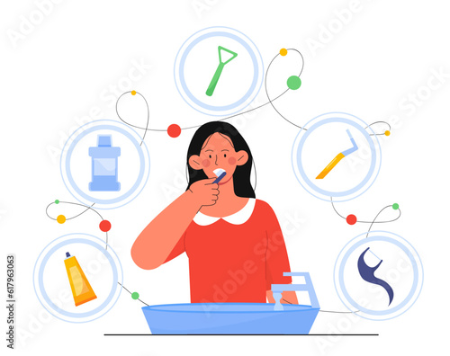 Woman with oral hygiene concept