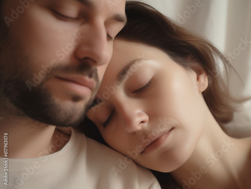 Portrait of sleeping couple.