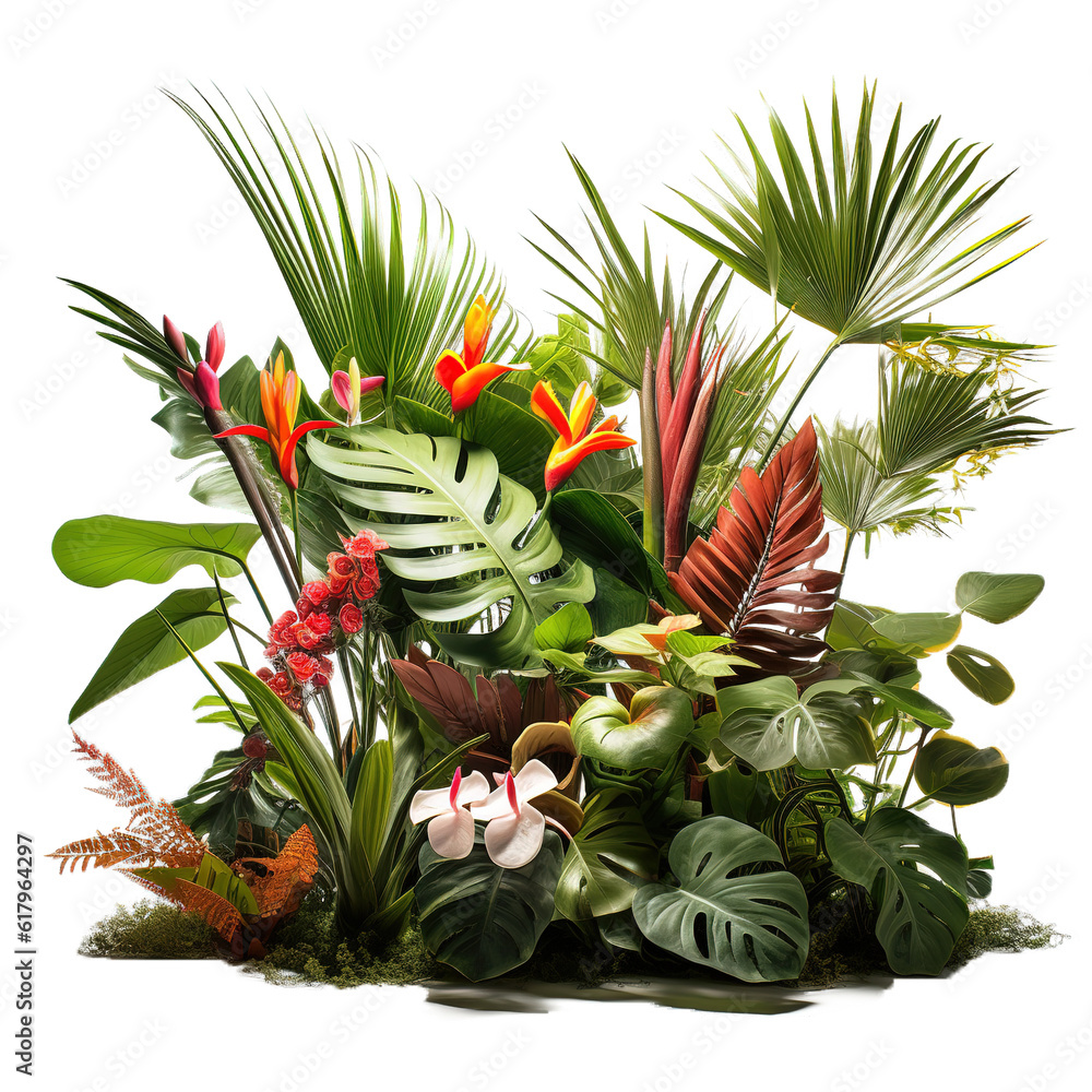 Obraz premium Tropical flowers and plant decorative bushes
