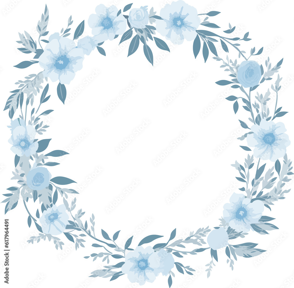blue watercolor floral frame