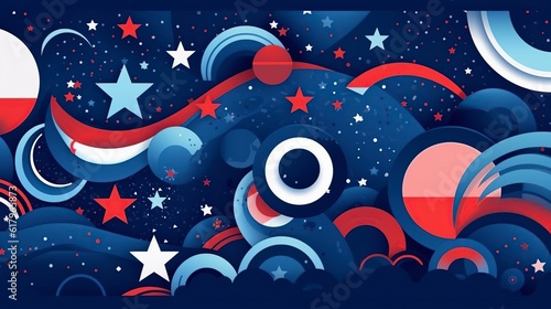 illustration, independence day with different elements and color, ai generative