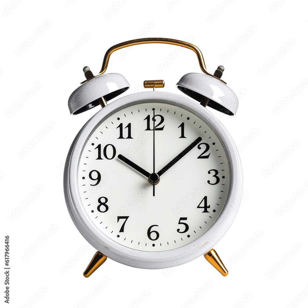 White alarm clock on a transparent background White alarm clock on a transparent background