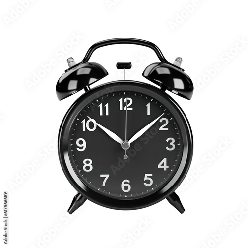 Black alarm clock on a transparent background