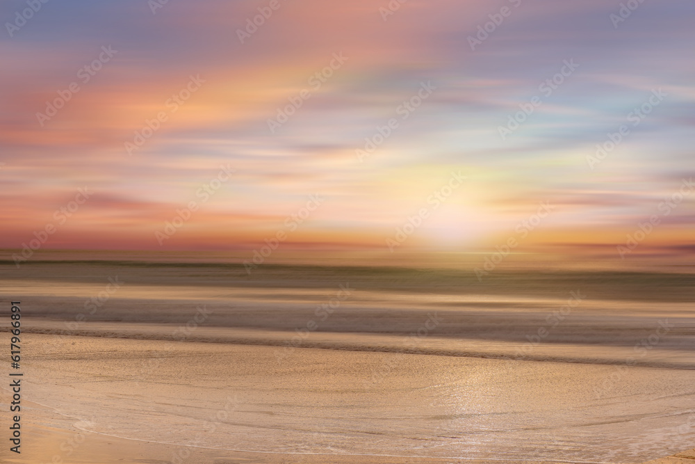 Abstract view of beach sunset, San Diego, California.
