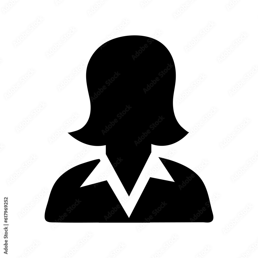 Business woman icon, avatar symbol. Female pictogram, flat vector sign isolated on white background..eps