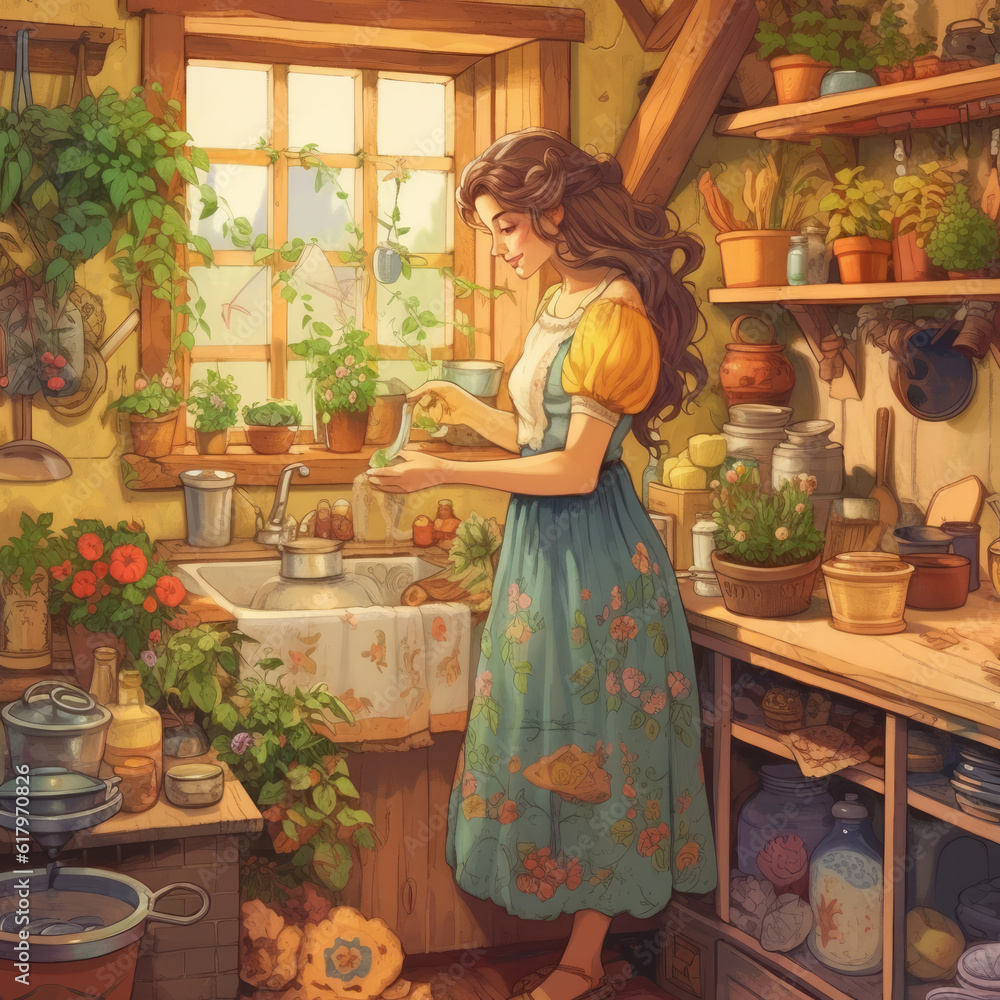 Holistic Witch working in her kitchen Holistic Witch working in her kitchen