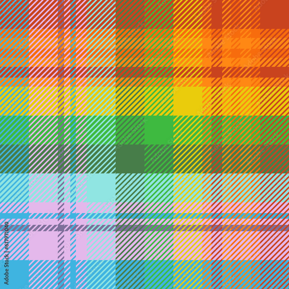 Rainbow plaid. Seamless tartan pattern. Cell. Suitable for fashion textiles and graphics, packaging. the Madras palette.