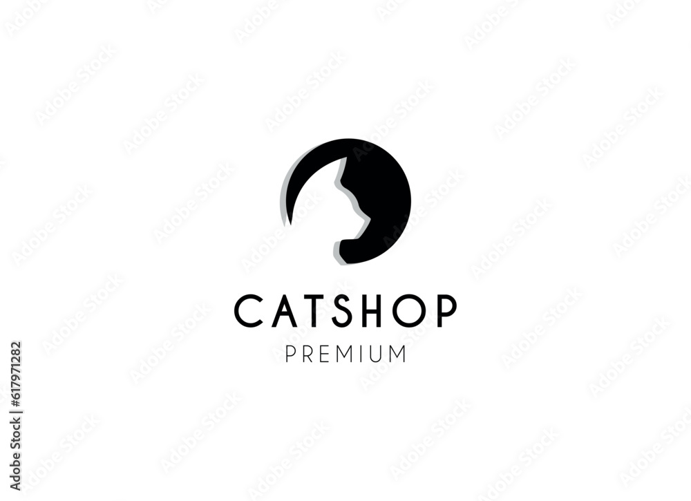 Pet shop logo, cat logo design template. Pet care logo Pet shop logo, cat logo design template. Pet care logo