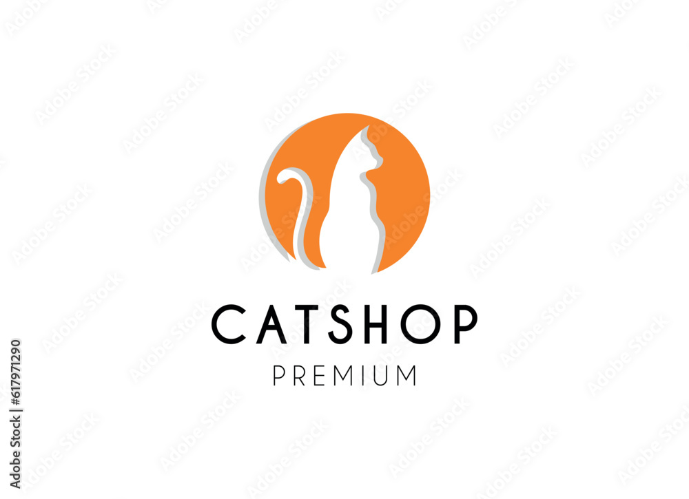 Pet shop logo, cat logo design template. Pet care logo Pet shop logo, cat logo design template. Pet care logo