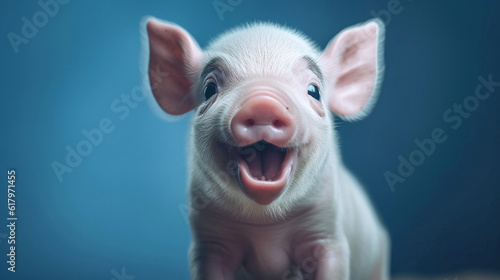 Generative Ai image of a baby pig face close up
