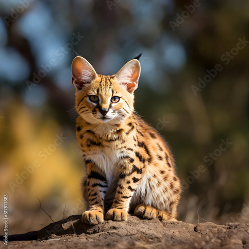 The serval cat (Leptailurus serval) is a medium-sized wild cat native to Africa. photo