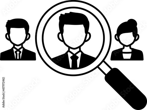 Recruitment looking team resource business magnifying company startup Semi-Solid Transparent