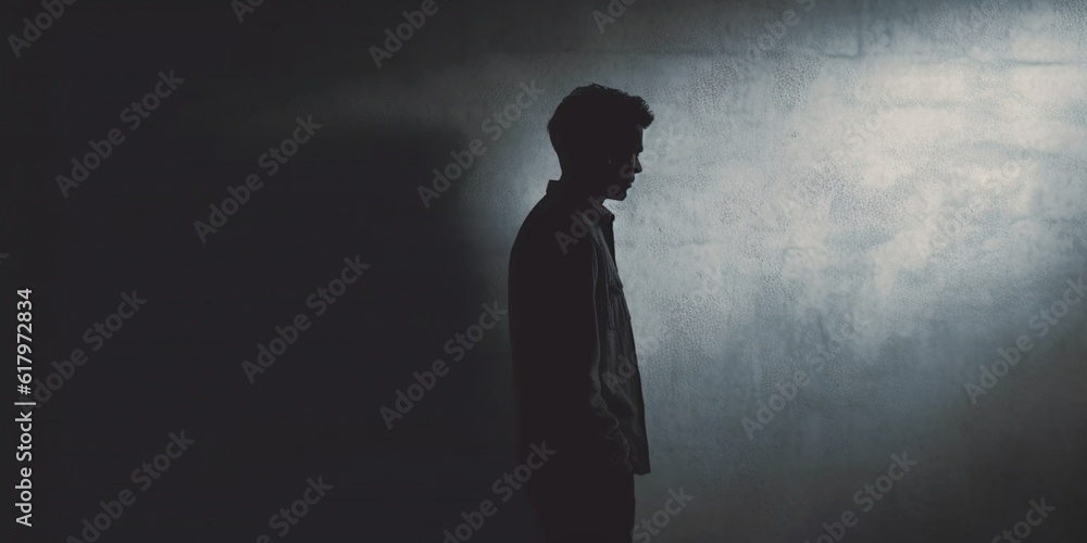 Mental health a man silhouette blurred background, AI Generated Mental health a man silhouette blurred background, AI Generated