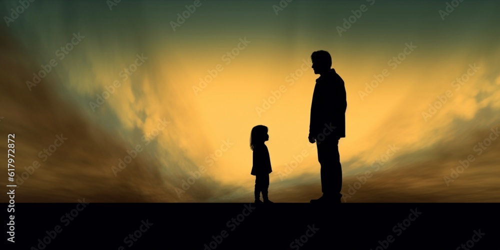 Mental health a parent silhouette blurred background, AI Generated