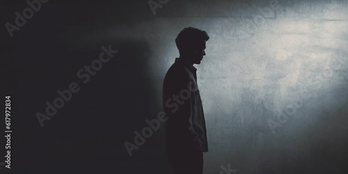 Mental health a man silhouette blurred background, AI Generated