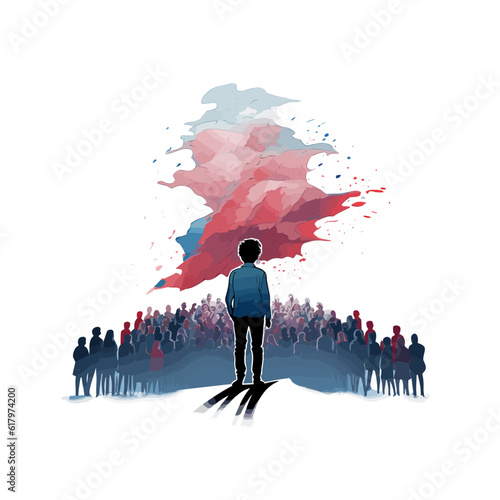 national anthem singing crowd silhouette illustrat vector illustration