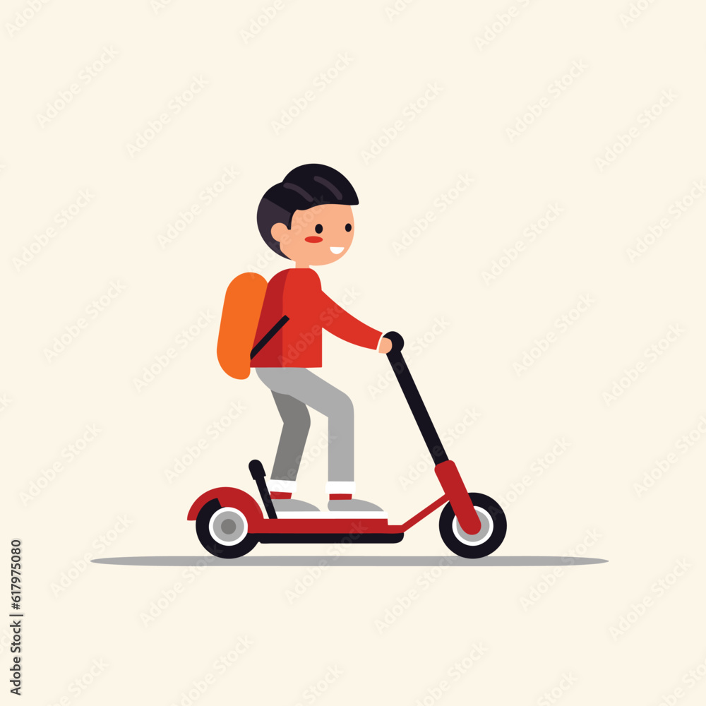 kid scooter vector flat minimalistic isolated illustration