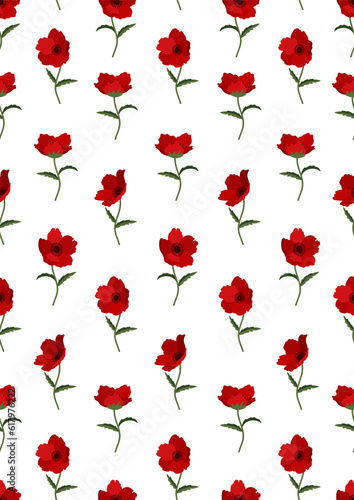Seamless pattern with poppy flowers background.Eps 10 vector. © yutthasak