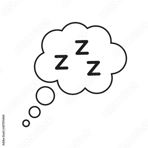 Sleeping, zzz or slumber in thought bubble. Vector illustration. stock image.