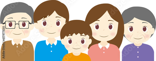 ３世代の家族のイラスト