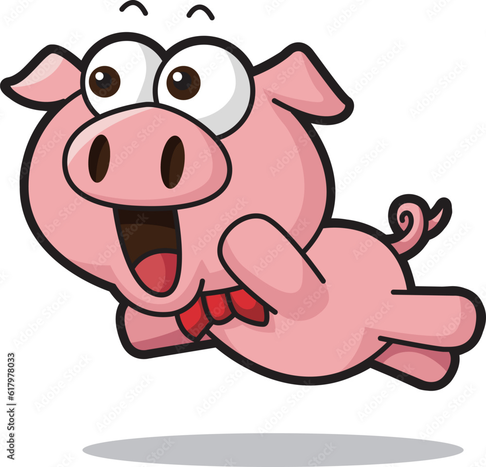 Fototapeta premium a jolly pink pig character with big eyes and nose