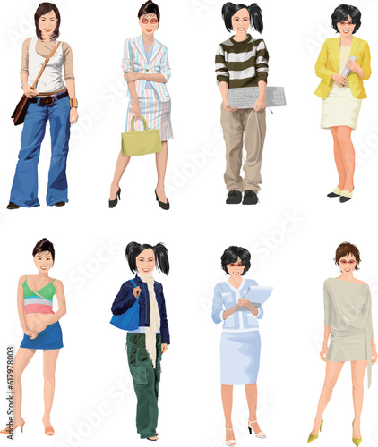 the same woman in various costumes