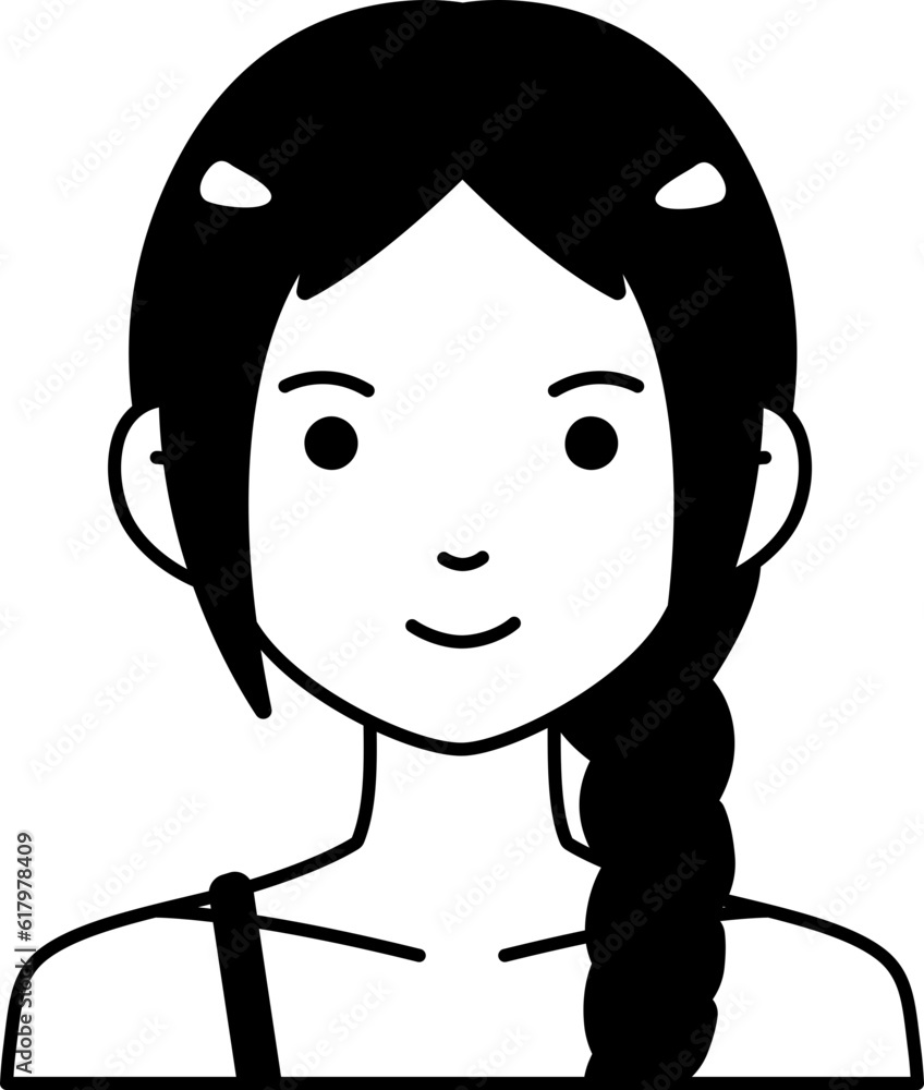 Avatar User Woman girl person people cute pigtail hair Semi Solid Transparent