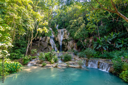Fotografie, Obraz views of kuan si waterfalls in luang prabang, laos