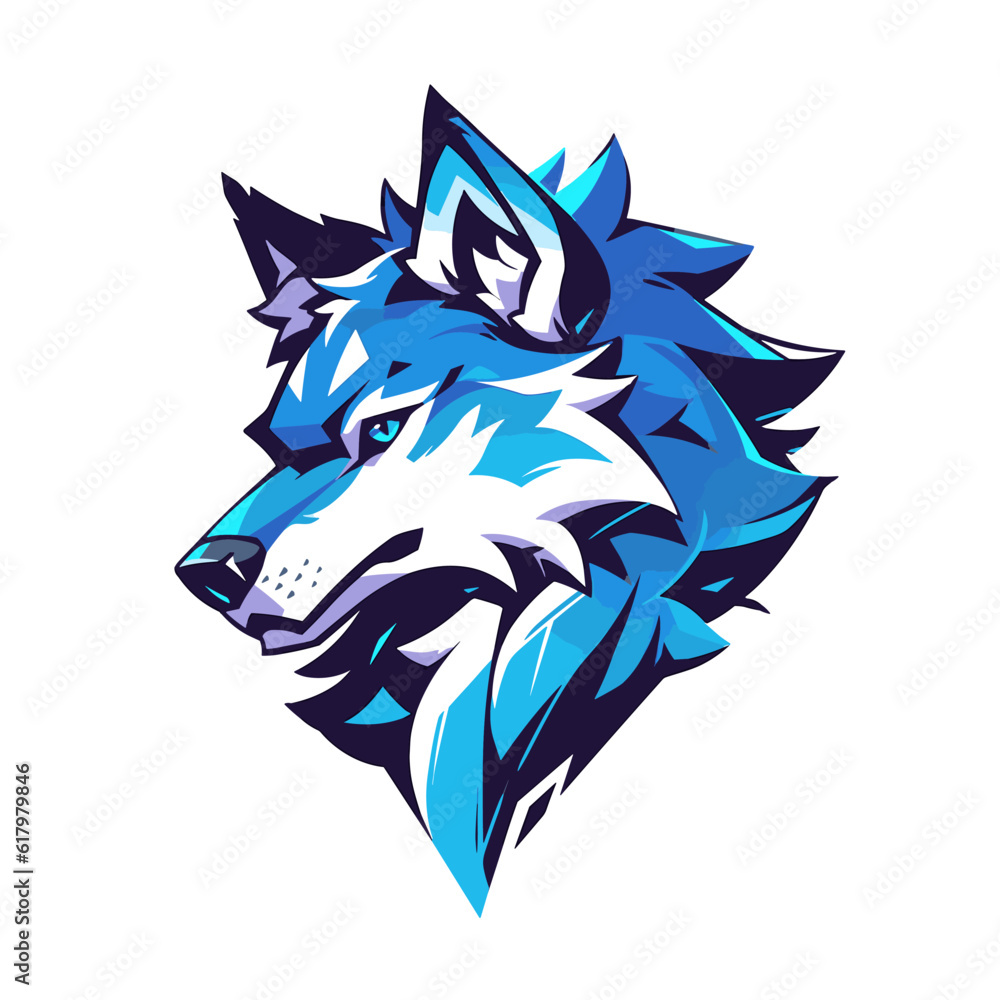Wolf head vector art, isolated in white background, simple vector illustration. Design for, stickers, t shirts, game mascot sport logo. Character for sport and gaming logo concept. White background.