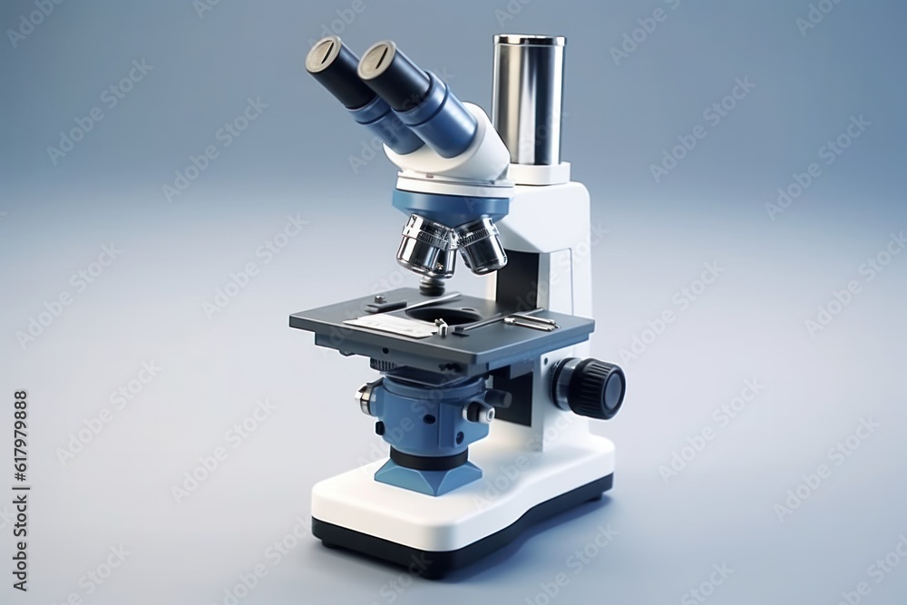 Advanced scientific microscope isolated on a white background Advanced scientific microscope isolated on a white background