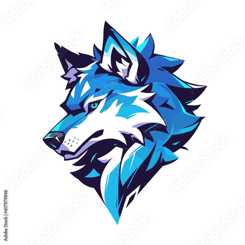 Obraz na płótnie Wolf head vector art, isolated in white background, simple vector illustration. Design for, stickers, t shirts, game mascot sport logo. Character for sport and gaming logo concept. White background. w salonie