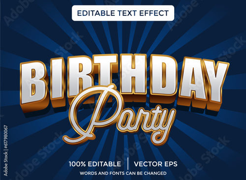 Golden happy birthday 3D editable text effect template