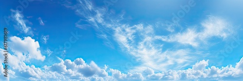 Sunny blue sky with white cloud. Summer day. Sunny background. Clear blue skies ahead.