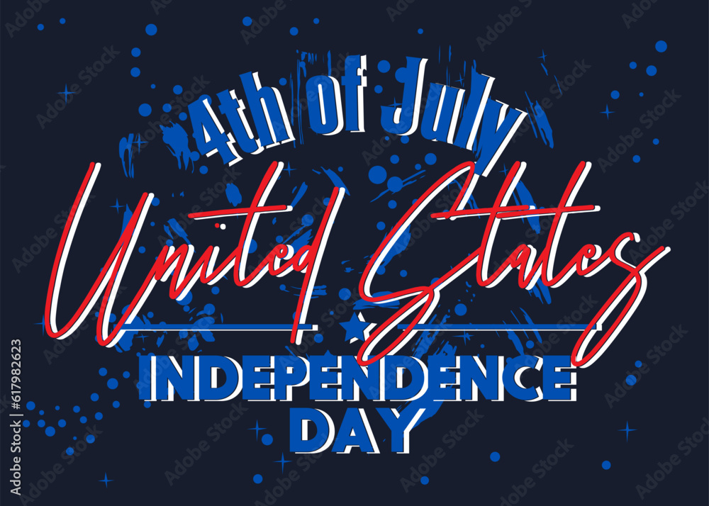 Independence Day greeting card. United States national flag colors for 4th of July holiday. Vector illustration of American Freedom Celebration.
