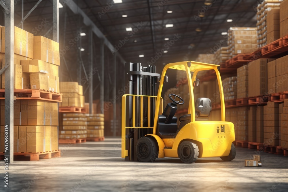 delivery, forklift, machine, truck, warehouse, lift, industry, equipment, yellow, pallet, stock, storage, work, fork, cargo, driving, employee