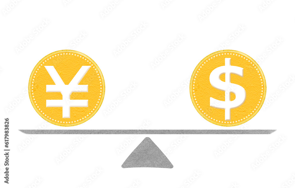 円高とドル安 ドル高と円安が平均になっているイラスト 円高とドル安 ドル高と円安が平均になっているイラスト